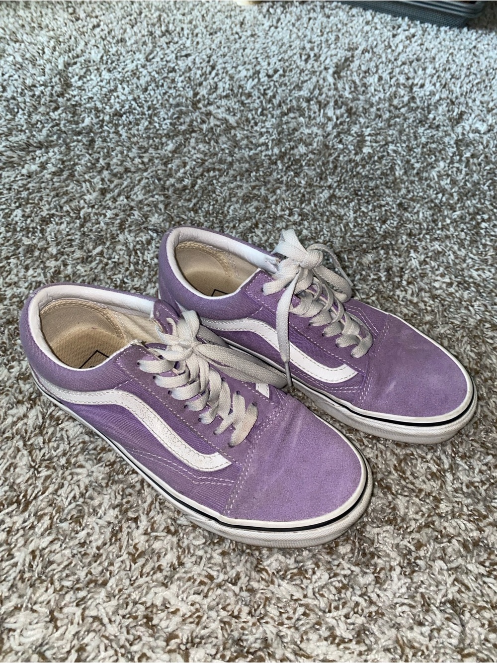 Vans Lavender Canvas Low-Top Sneakers with White Stripe
